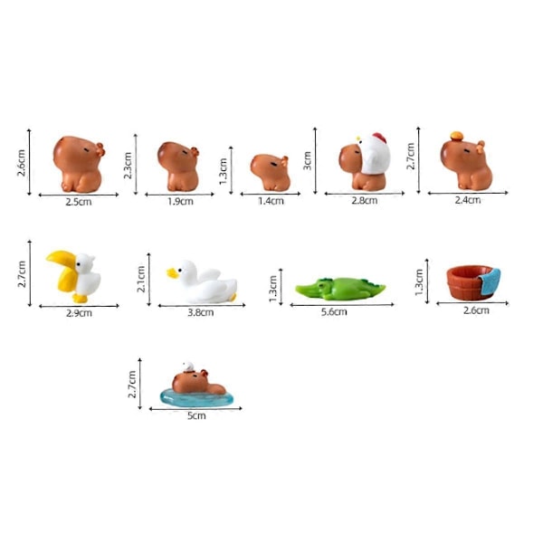 Mini Resin Capybaras Ornamenter Små Dyrefigurer Miniatyr Capybaras Figurer Bursdagskake Topp