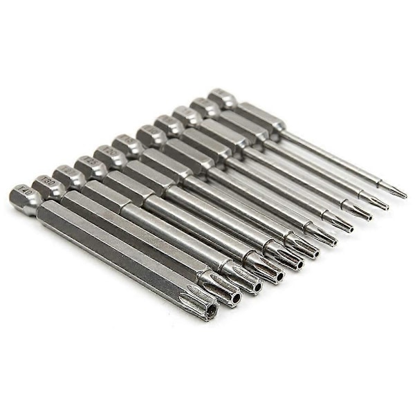 11 st Magnetisk T6-T40 Torx Skruvmejsel Bits Set Stjärna 6 Punkt Skruvmejsel Borr Bits Verktyg 3 Tum
