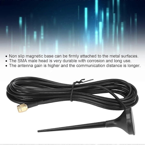 Ekstern Magnetisk Høy Gain Mobilantenne Vanntett Antenne GSM 5dbi Gain Omnidireksjonell SMA Hannhode Med Magnetisk Base