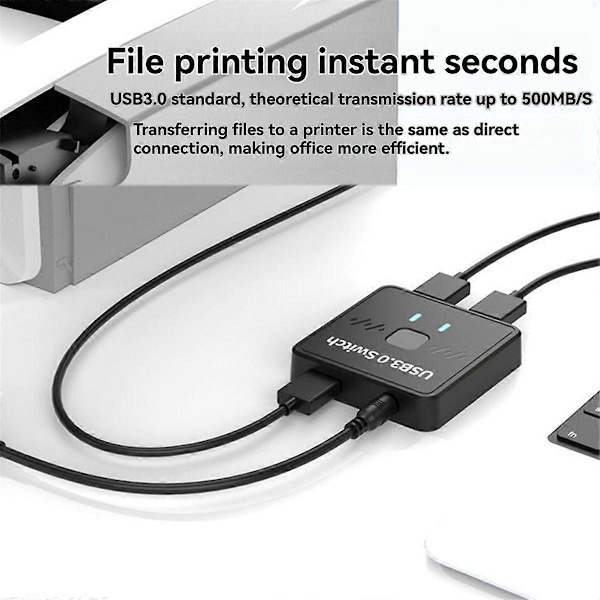 USB 3.0 Printerdeler Switch 2 ind 1 ud 2 Computere Deler 1 Printer Udisk Mus Tastatur Harddisk