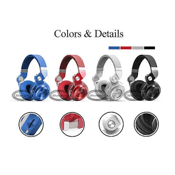 Bluedio T2Plus Langattomat Bluetooth-kuulokkeet Super Bass -musiikkikuulokkeet linjatuloliitännällä, mikrofonilla, FM-radiolla ja SD-korttipaikalla