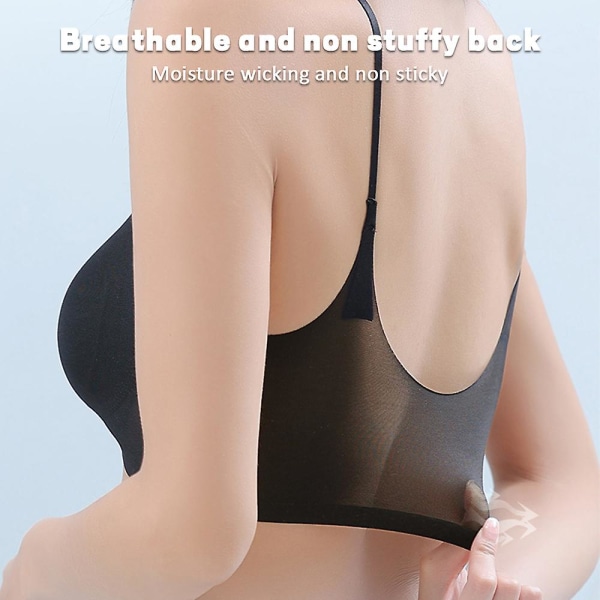Kvinder Comfy Ultra Tynd Ice Silk Comfort åndbar BH Lifting BH Plus Size Black 4XL