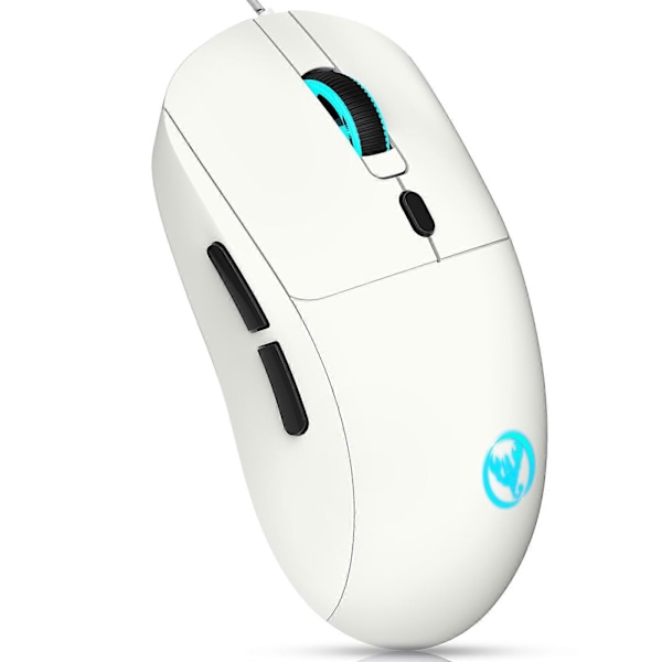 USB Kabel Optisk Mus med 6 Programmerbare Knapper, 3600DPI, for Profesjonell og Casual Bruk 125HZ Returrate Hvit
