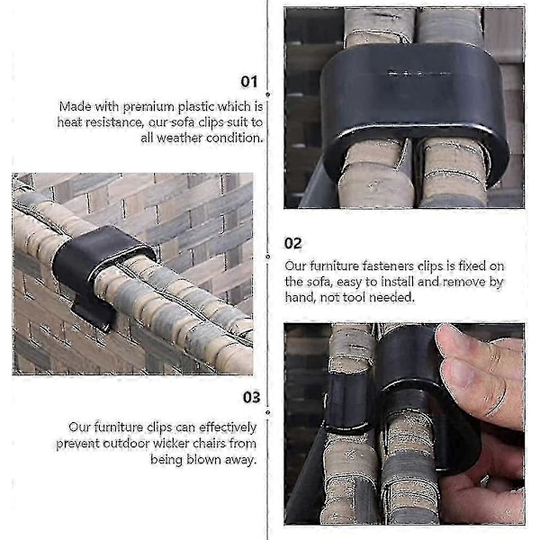 6 stk. Udendørs Havemøbelklips Sofaforbindelsesklemmer Rattan Stol Fastgørelsesklips Sofa Stol Justeringsklemmer Havemøbeltilbehør