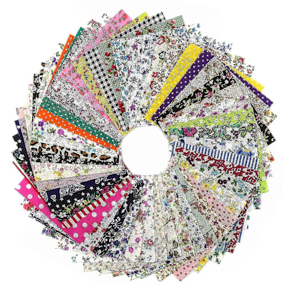 DIY Quiltlappar 60st 10cmx10cm Charm Pack Bomullstyg Patchwork Bundle Tyger Klädsömnad (haoyi)