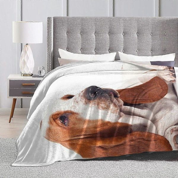 Basset Hound Hund Superblødt Varmt Fleece Tæppe, Komfortabelt Flannel Tæppe, Fire Sæsoners Tæppe Egnet til Soveværelse Seng og Sofa
