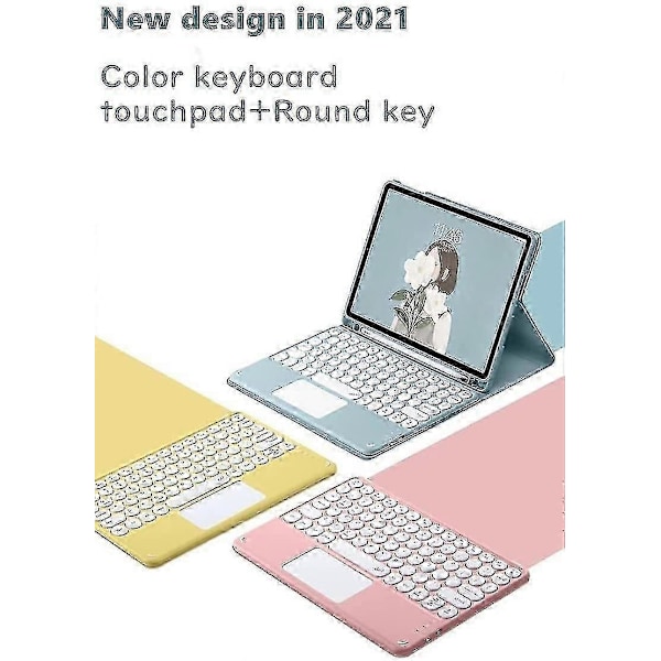 Galaxy Tab S6 Lite 10,4 Tommer 2020 Modell Sm-p610 Sm-p615 Tastaturveske Med Touchpad Søt Rund Nøkkel Farge Tastatur Avtakbar Bluetooth Touch Tastatur