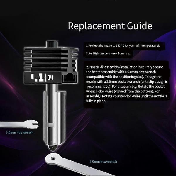 3 kpl 0,4 mm suutin Hot End Bambu Lab P2S/X2D/H2D/H2S/H2C A1/A1 Mini Hotend 3D-tulostimen osien vaihtosuutin