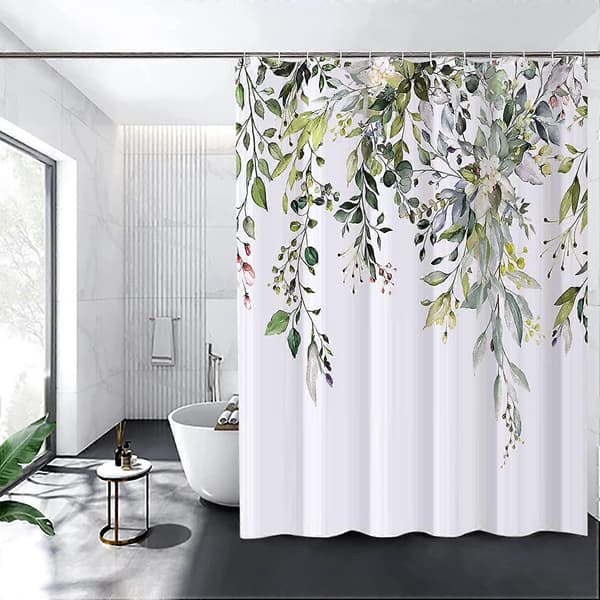 Blomstret Bruseforhæng 180*180cm (Grøn)