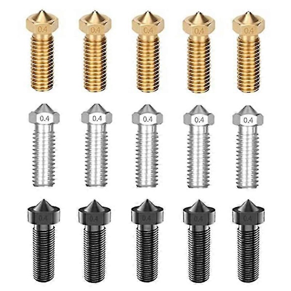 15 stk. Dysesæt til Anycubic Vyper, 3D-printerdele Hærdet stål/Rustfrit stål/Messing 0,4 mm N