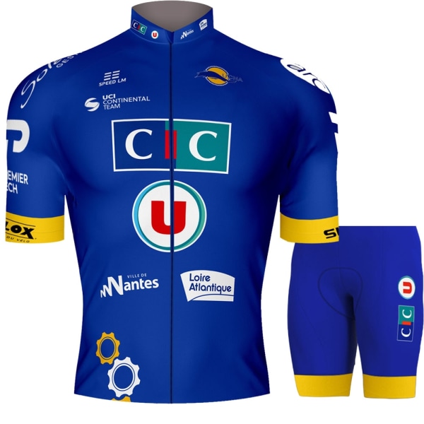 2023 CIC U Nantes Atlantique Team Cykeltröja Set Kortärmade Kläder Herr Road Bike Shirts Kostym Cykel Bib Shorts MTB 1 3XL