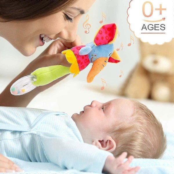 Baby Soft Rattle Sensoriske Leker - 4 Pakk Nyfødt Plysj Rangle Dyregrep Sett Med Tannringer Tidlig Læringsleker For Småbarn 0 - 12 Måneder