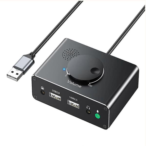 USB Eksternt Lydkort 3 Porter USB 2.0 Til 3.5mm Lydkort