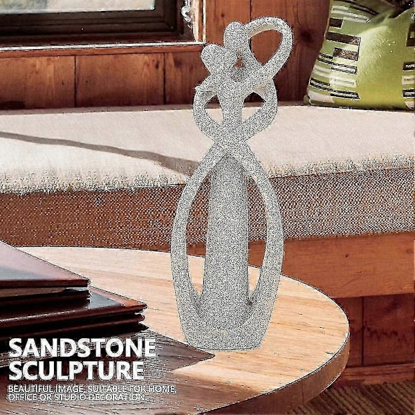 Sandsteinsstatue, 21,5 cm Håndlaget Sandstein Kyssende Elskere Par Skulptur Utskåret Figur For Hjemmekontor Dekorasjon