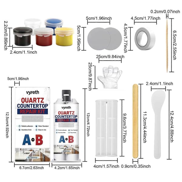 Reparationssæt til bordplader af kvarts og granit A+B Epoxyformel for stærk binding 2pcs