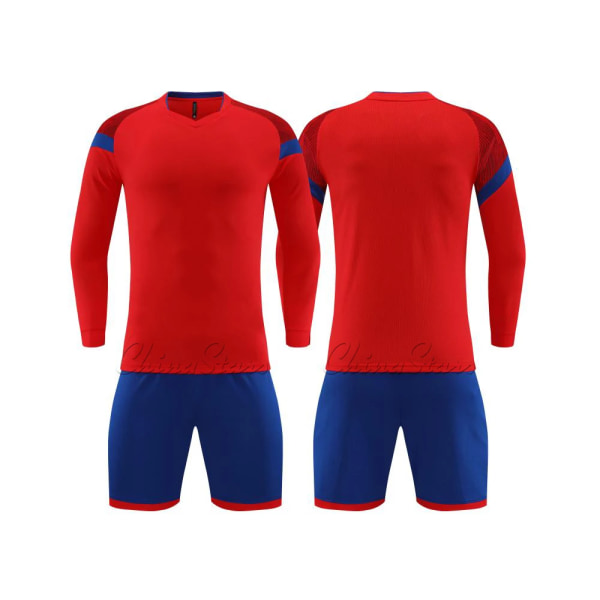 Treningsdrakt for barn for menn Hele fotballdraktersett Ungdomsfotballdrakter Uniformer Spiller treningsdrakt skjorte Sportsklærsett 9302 Red M Height 155-165CM