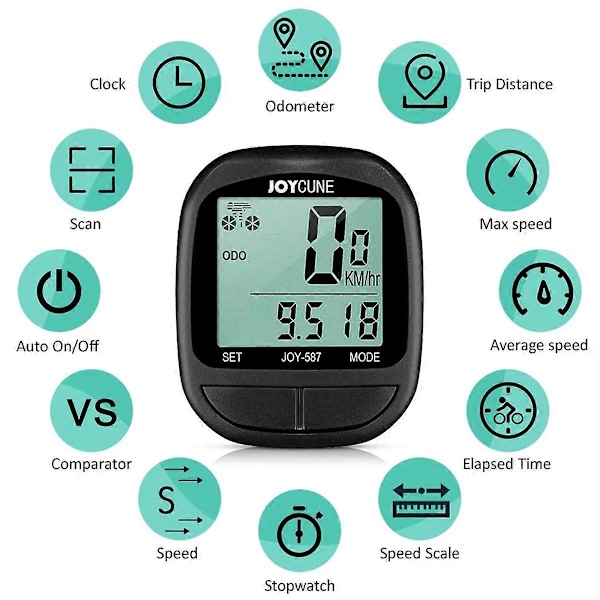 Cykelcomputer Cykel Vandtæt Kablet Speedometer Odometer Stopur Cykelcomputer med LED D