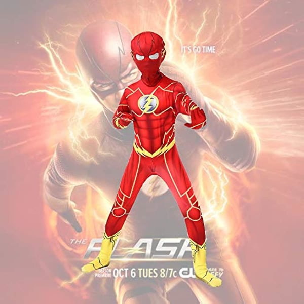Halloween Justice League -supersankari Flash Kids Cosplay Body-asut 140