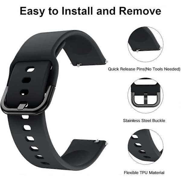 2-pak Urremme Kompatible med Galaxy Watch 46mm, Galaxy Watch 3 45mm, Gear S3 Frontier Classic Watch - 22mm Sport Blød Silikone Udskiftningsrem