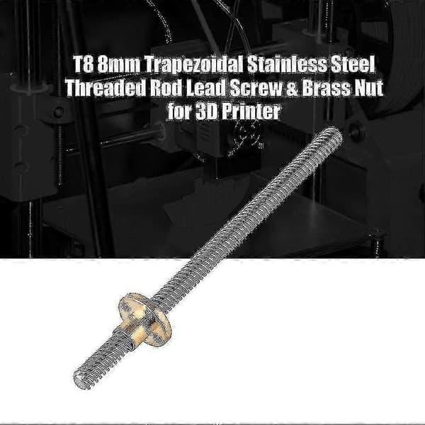 T8 8mm Trapesformet Rustfritt Stål Gjenget Stang Ledeskrue &amp; Messingmutter For 3D-skriver 150mm