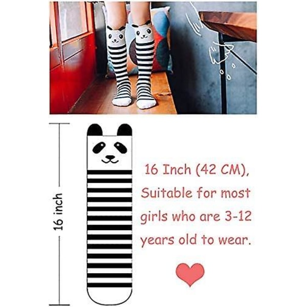 Piger Knæhøje lange sokker til børn 6 par sjovt dyremønster Høj Crazy Cute