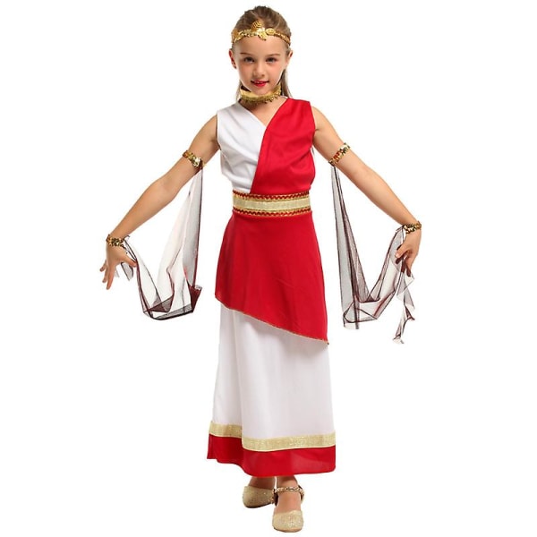 Karneval Halloween flicka grekisk gudinna Athena kostym Egyptisk romersk myt Prinsessan Bokvecka Cosplay Fancy festklänning Red XL