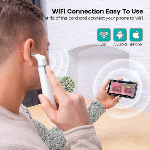 Langaton Otoskooppi Korvakamera Kaksoisnäkymällä, 3,9 mm 720phd Wifi Korvaskooppi 6 Led-valolla