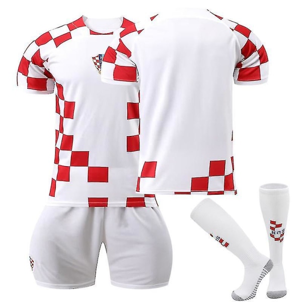 Qatar World Cup Jersey T-skjorte shortssett 3 deler Barn Voksen 180-190cm