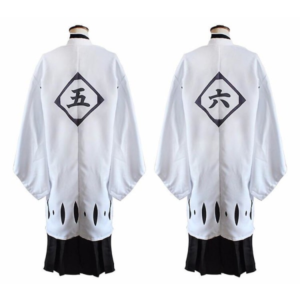 Japansk Anime Bleach Mænd Cosplay Kostume Kyouraku Shunsui Kenpachi Zaraki Hvid Kappe Frakke Kaptajn Kappe Ingen Sort Kimono 13 L