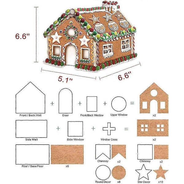 Pepperkakehussett, 10 stk. 3D-kjeksformer i rustfritt stål for jul og nyttår