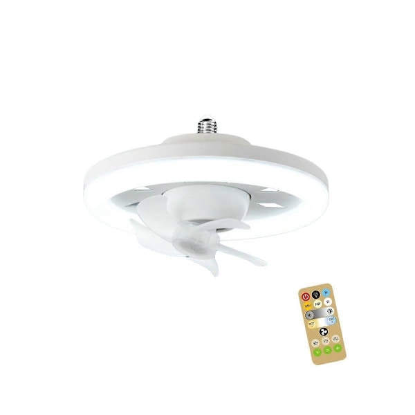 Loftventilator med lys 60W 3-hastighed køleventilator Loftslampe Fjernbetjening E27 Lampeholder Elektrisk ventilator