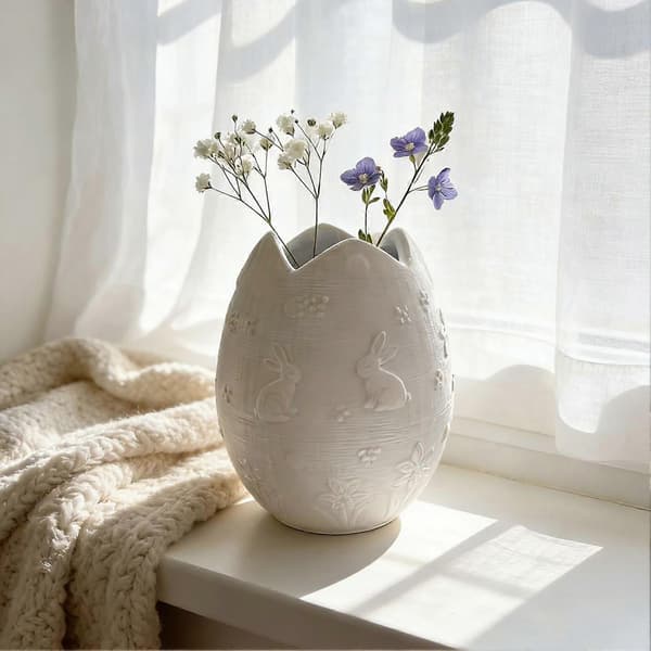 Påskeharebeholder – Stor kapacitet – til friske eller kunstige blomster Warm White
