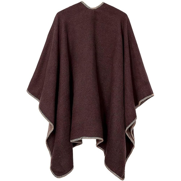 Sjal Vendbar Ensfarvet Åben Front Cardigan Wrap Til Damer brown