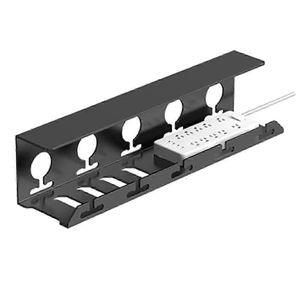 Kabelhåndtering under skrivebord, metallkabelbrett med klemme, strømskinneholder, ingen boring, solid og romslig L