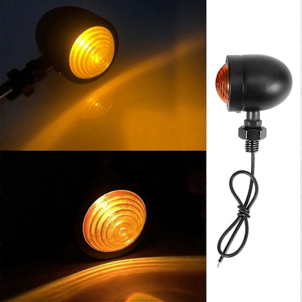 4 stk. sorte motorcykelblinklys indikatorlampe Moto blinklys til Chopper Bobber TY