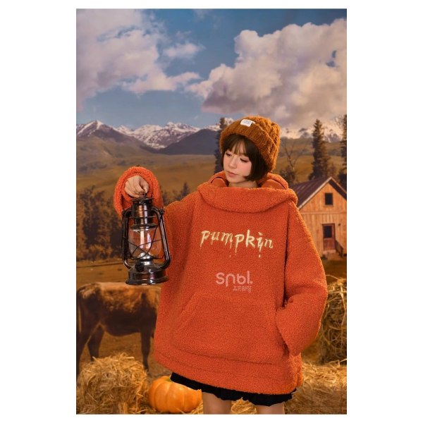 Halloween græskar fleece sweater sjov social horror hættetrøje M