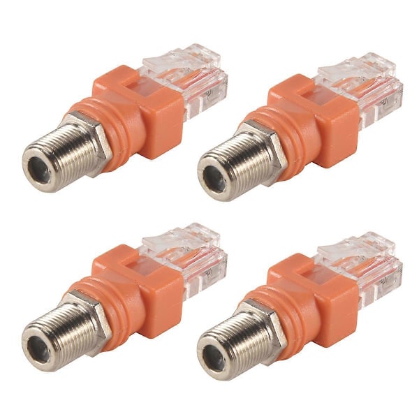 Koaksial til Ethernet-adapter, 4-pakning Coax RF F Hunn til RJ45 Hann-konverter for linjetester