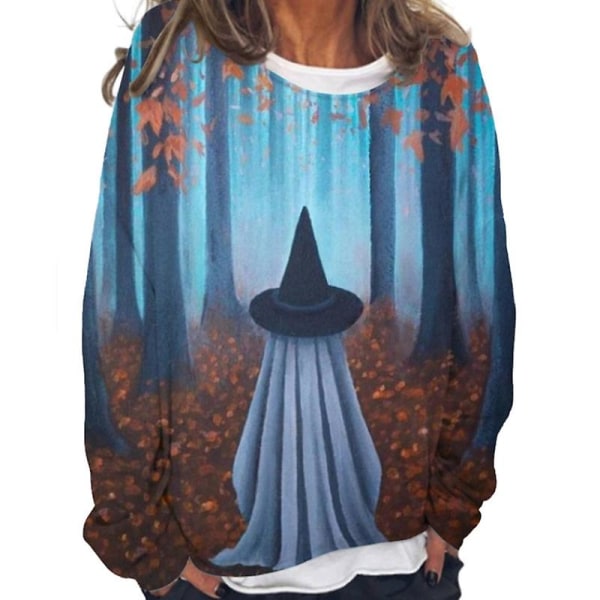 Ghost Sweatshirt Kvinnor Halloween Pumpkin Shirts Rolig nyhet Grafiska T-shirts Långärmade höstskjortor style 12 L