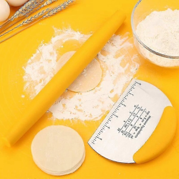 Utsökt 3-delars/set Non-stick Bakmatta i Silikon, Tjock, Värmebeständig Degknådningsmatta, Kavel, Degskärare, Bakverkstillbehör