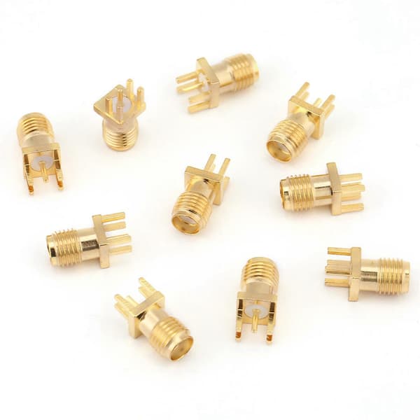 Mässing SMA Hona Bas Sockel Jack PCB Montering RF Kontakter 10st 50 Ohm