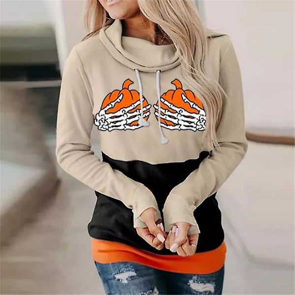 Kvinder Halloween Sweatshirts Græskar Ansigt Dansende Skeleton Skjorte Langærmet Sweater Funny Graphic Pullover style 5 L