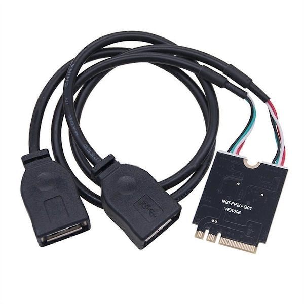 M.2 till USB Riser-kort 480Mbps M.2 KEY A+E till Dubbel Port USB2.0 Expansionskort med Riser-kabel för Win10