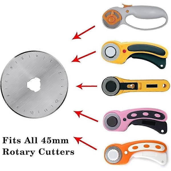 45mm Roterende Kutterblader, 10 Pakke 45mm Erstatt Roterende Blader, Roterende Kuttere for Quilting Scrapbooking Søm Kunst & Håndverk, Skarpe og Holdbare