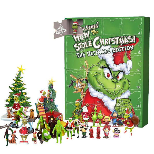 Joulun adventtikalenteri 2023 Kuinka Grinch varasti jouluhahmoja set 24 päivän joulukalenterit sokealaatikko lasten lahja