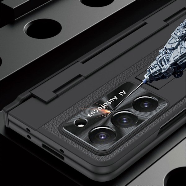Galaxy Z Fold 5 Skal med S Pen, Metallstativ Skal med [Hingeskydd & Skärmskydd], PU Läder Skyddsskal för Samsung Z Fold 5