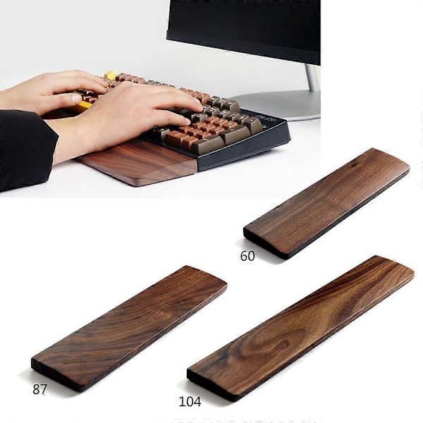 Valnöt Trä Mekaniskt Tangentbord Handledsstöd Ergonomisk Handledsdyna 60 87 104 Tangenter