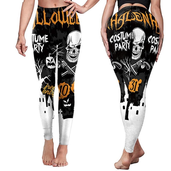 Träningsleggings för kvinnor Magkontroll Halloween yogabyxor Hög midja med printed leggings för kvinnor style 6 M