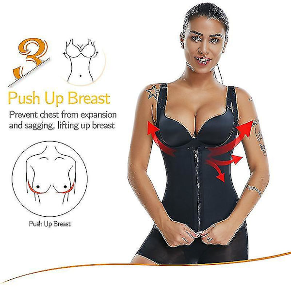 Tflycq 3 Clip1 Zip 6 Stålbenet taljetræner Korset Sport Workout Body Shaper Mavekontrol black M