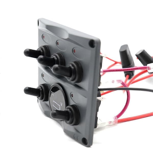 5 Knapp Vippebryterpanel for Bil Båt Yacht Caravan Lastebil Voltmeterpanel