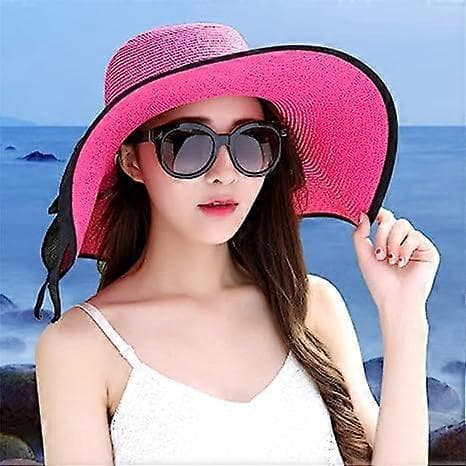 Dame bredskygget hat solcreme stråhat floppy foldbar rullehat sommer UV-beskyttelse strandhat